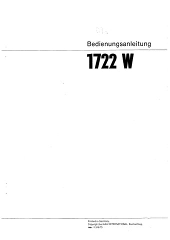 AKAI 1722W TONBANDGERAT MIT ANSCHLUSSE BEDIENUNGSANLEITUNG 11 SEITE DEUT
