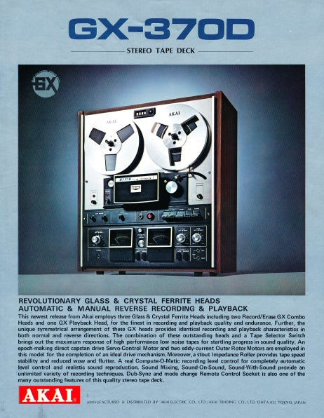 AKAI GX-370D STEREO TAPE DECK CATALOG 4 PAGES ENG