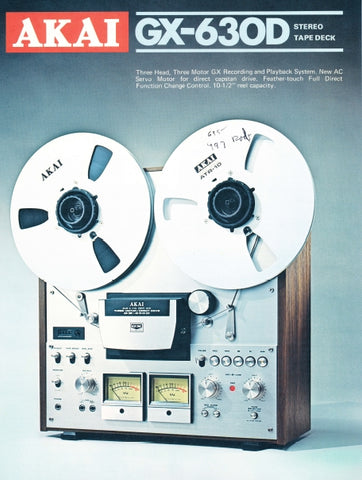 AKAI GX-630D STEREO TAPE DECK CATALOG 2 PAGES ENG