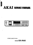 AKAI GX-R60 STEREO CASSETTE DECK  SERVICE MANUAL INC BLK DIAG CONN DIAG PCBS SCHEM DIAGS AND PARTS LIST 48 PAGES ENG