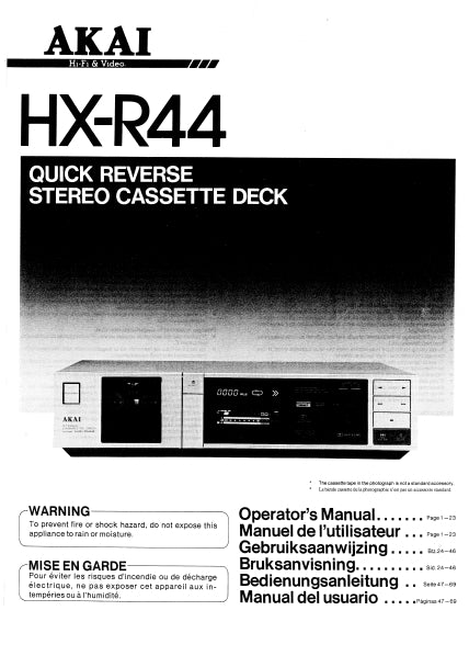 AKAI HX-R44 STEREO CASSETTE DECK BEDIENUNGSANLEITUNG MANUAL DEL USUARIO 24 SEITE DE ESP
