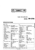 AKAI TP-770 TUNER PRE AMPLIFIER SERVICE MANUAL INC BLK DIAG PCBS SCHEM DIAGS AND PARTS LIST 21 PAGES ENG