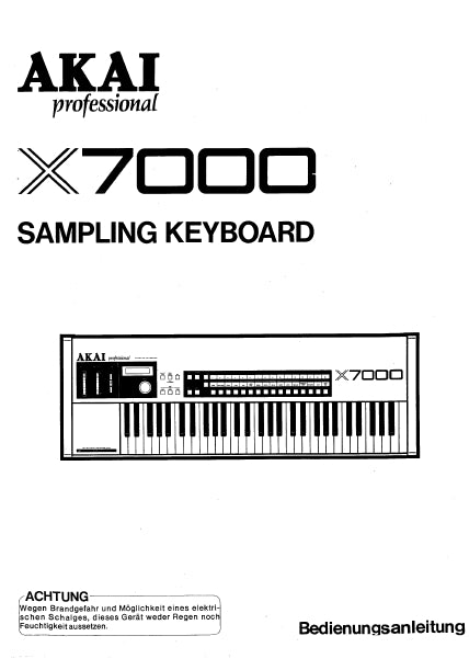 AKAI X7000 SAMPLING KEYBOARD BEDIENUNGSANLEITUNG 40 SEITE DEUT