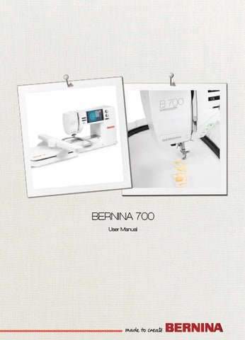 BERNINA 700 SEWING MACHINE USER MANUAL 132 PAGES ENG
