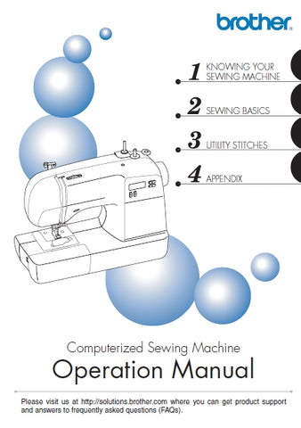 BROTHER 885-S38 SEWING MACHINE OPERATION MANUAL 72 PAGES ENGLISH