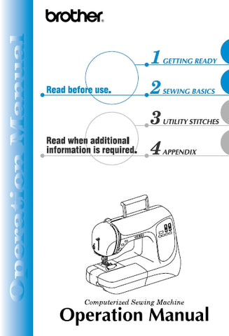 BROTHER 885-S60 SEWING MACHINE OPERATION MANUAL 111 PAGES ENGLISH