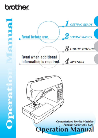 BROTHER 885-U24 SEWING MACHINE OPERATION MANUAL 176 PAGES ENGLISH
