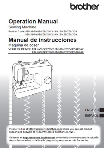 BROTHER XR3774 SEWING MACHINE OPERATION MANUAL 108 PAGES ENG ESP