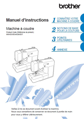 BROTHER XR9550 MACHINE A COUDRE MANUEL D'INSTRUCTIONS 76 PAGES FRANC