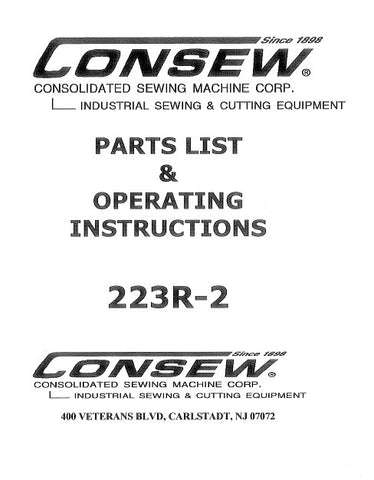 CONSEW MODEL 223R-2 SEWING MACHINE OPERATING INSTRUCTIONS 38 PAGES ENG