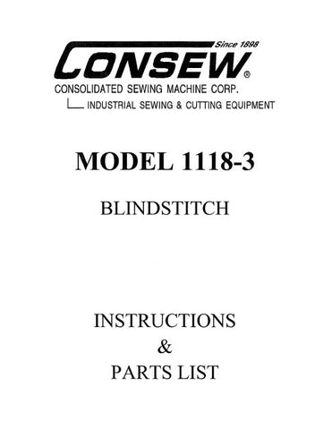 CONSEW MODEL 1118-3 SEWING MACHINE INSTRUCTIONS 20 PAGES ENG