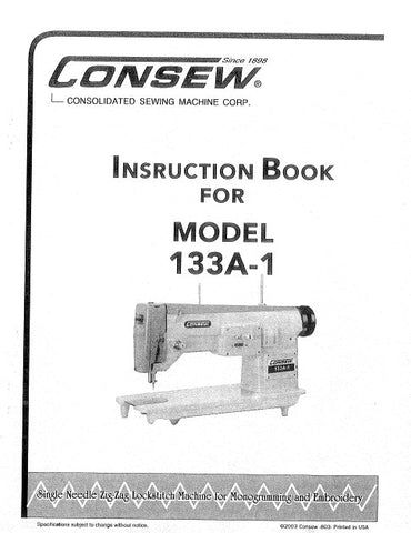 CONSEW MODEL 133A-1 SEWING MACHINE INSTRUCTION BOOK 24 PAGES ENG