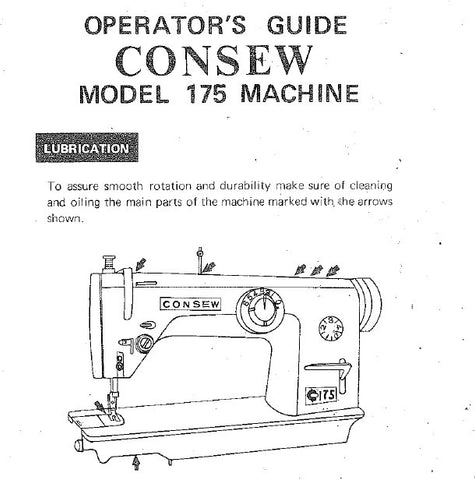 CONSEW MODEL 175 SEWING MACHINE OPERATORS GUIDE 4 PAGES ENG