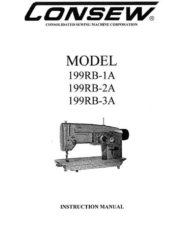 CONSEW MODEL 199RB-1A 199RB-2A 199RB-3A SEWING MACHINE INSTRUCTION MANUAL 11 PAGES ENG