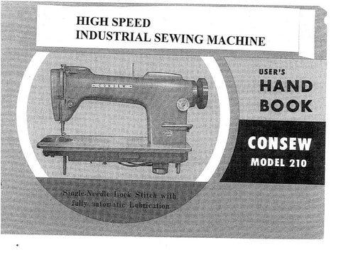 CONSEW MODEL 210 SEWING MACHINE HANDBOOK 19 PAGES ENG
