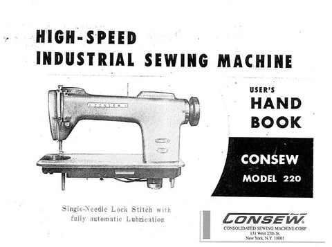 CONSEW MODEL 220 SEWING MACHINE HANDBOOK 16 PAGES ENG