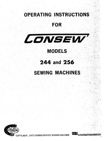 CONSEW MODEL 244 256 SEWING MACHINE OPERATING INSTRUCTIONS 12 PAGES ENG