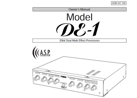 FOSTEX DE-1  20 BIT DUAL MULTI EFFECT PROCESSORS OWNER'S MANUAL 20 PAGES ENG