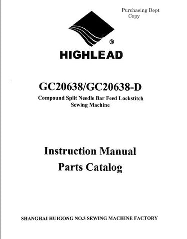 HIGHLEAD GC20638 GC20638-D SEWING MACHINE INSTRUCTION MANUAL 52 PAGES ENG