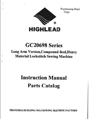 HIGHLEAD GC20698 SERIES SEWING MACHINE INSTRUCTION MANUAL 60 PAGES ENG