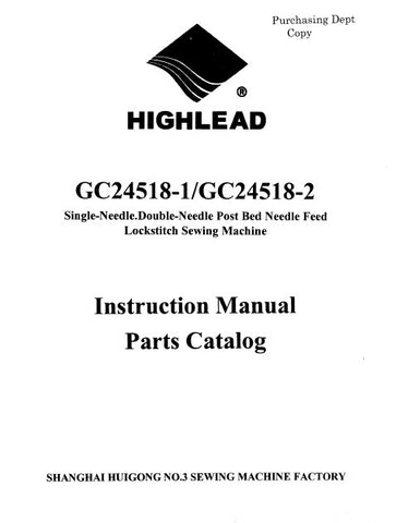 HIGHLEAD GC24518-1 GC24518-2 SEWING MACHINE INSTRUCTION MANUAL 36 PAGES ENG