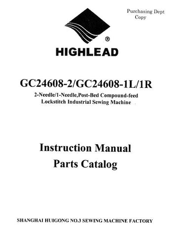 HIGHLEAD GC24608-2 GC24608-1L GC24608-1R SEWING MACHINE INSTRUCTION MANUAL 40 PAGES ENG