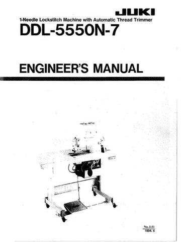 JUKI DDL-5550N-7 SEWING MACHINE ENGINEERS MANUAL 54 PAGES ENG