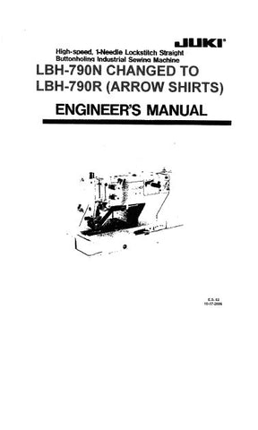 JUKI LBH-790N LBH-790R SEWING MACHINE ENGINEERS MANUAL 84 PAGES ENG