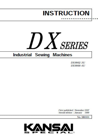 KANSAI DX SERIES SEWING MACHINE INSTRUCTION MANUAL 12 PAGES ENG