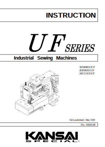 KANSAI UF SERIES SEWING MACHINE INSTRUCTION MANUAL 9 PAGES ENG