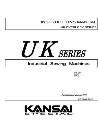 KANSAI UK SERIES SEWING MACHINE INSTRUCTION MANUAL 21 PAGES ENG