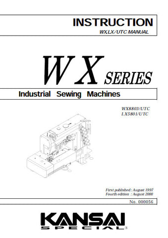 KANSAI WX SERIES UTC SEWING MACHINE INSTRUCTION MANUAL 16 PAGES ENG
