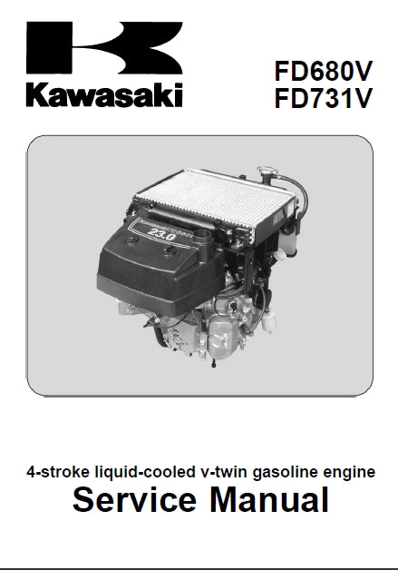 KAWASAKI FD680V FD731V 4 STROKE LIQUID-COOLED V-TWIN GASOLINE ENGINE SERVICE MANUAL 162 PAGES ENGLISH