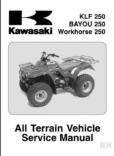 KAWASAKI KLF250 BAYOU 250 WORKHORSE 250 ALL TERRAIN VEHICLE SERVICE MANUAL INC SCHEM DIAGS 322 PAGES ENG