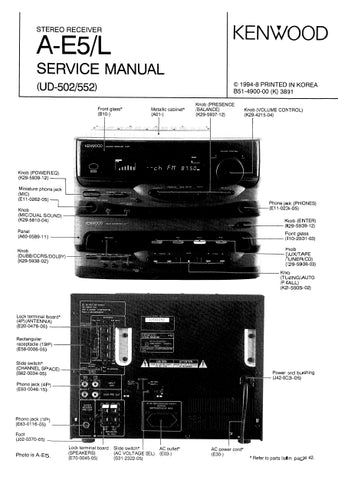 KENWOOD A-E5 A-E5L STEREO RECEIVER SERVICE MANUAL INC SCHEMS 39 PAGES ENG