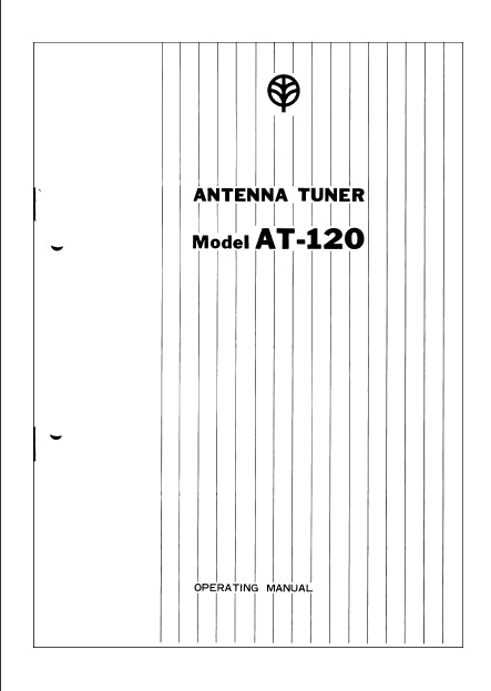 KENWOOD AT-120 ANTENNA TUNER OPERATING MANUAL 12 PAGES ENG