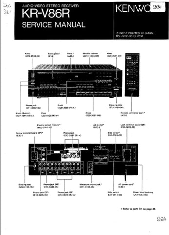 KENWOOD KR-V86R AV STEREO RECEIVER SERVICE MANUAL INC SCHEMS 43 PAGES ENG