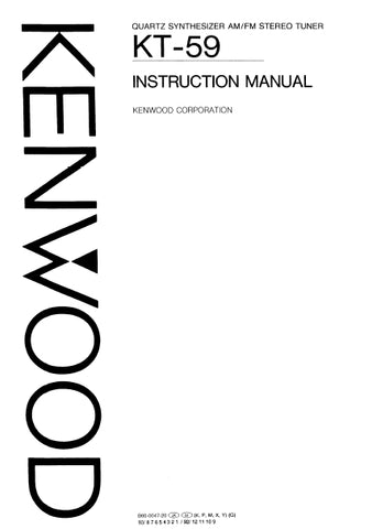 KENWOOD KT-59 QUARTZ SYNTHESIZER AM FM STEREO TUNER INSTRUCTION MANUAL 13 PAGES ENG