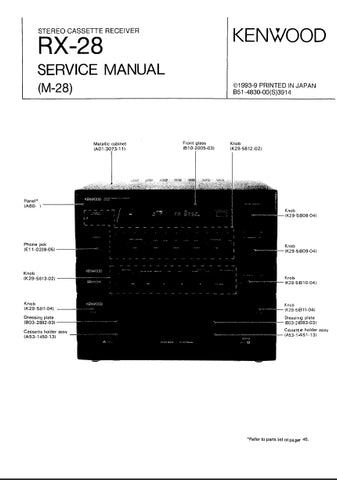 KENWOOD RX-28 STEREO CASSETTE RECEIVER SERVICE MANUAL INC SCHEMS 48 PAGES ENG