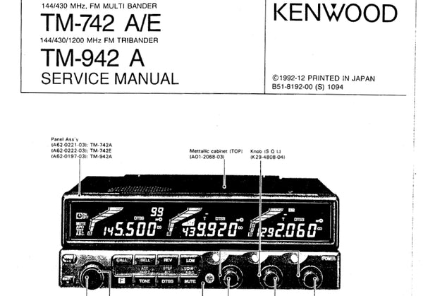 KENWOOD TM-742 MULTI BANDER TM-942 TRIBANDER SERVICE MANUAL INC SCHEMA –  THE MANUALS SERVICE