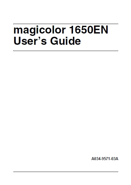 KONICA MINOLTA MAGICOLOR 1650EN PRINTER USERS GUIDE 191 PAGES ENG