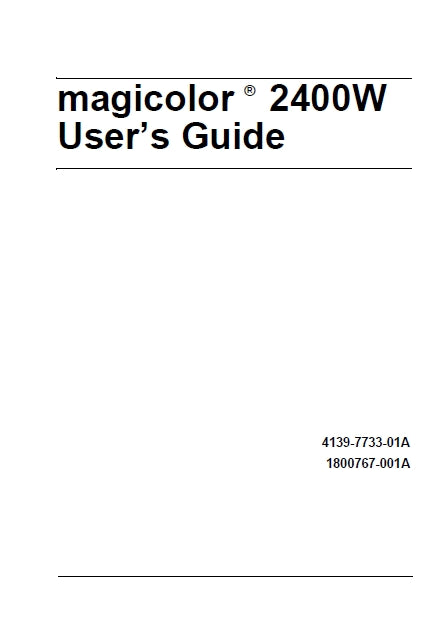 KONICA MINOLTA MAGICOLOR 2400W PRINTER USERS GUIDE 96 PAGES ENG