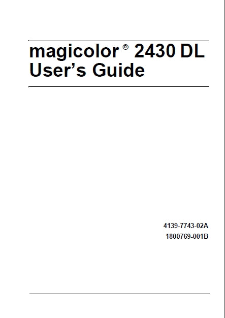 KONICA MINOLTA MAGICOLOR 2430 DL PRINTER USERS GUIDE 144 PAGES ENG