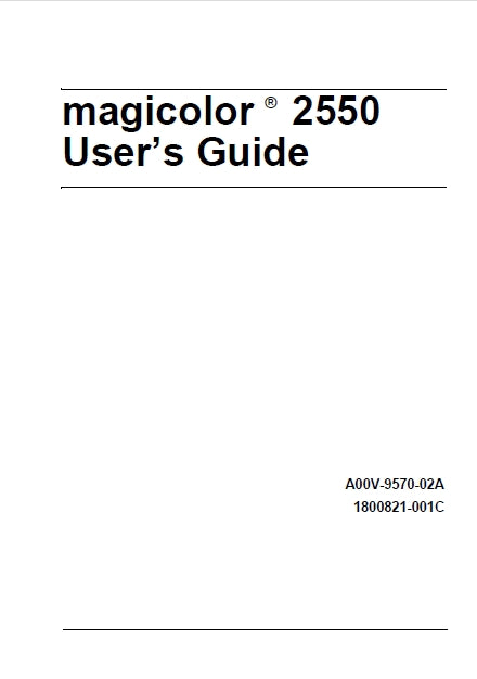 KONICA MINOLTA MAGICOLOR 2550 PRINTER USERS GUIDE 180 PAGES ENG