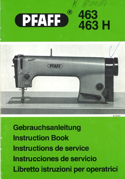 PFAFF 463 463H NAHMASCHINE SEWING MACHINE GEBRAUCHSANLEITUNG INSTRUCTION BOOK 14 PAGES SEITE DEUT ENG FR ESP IT