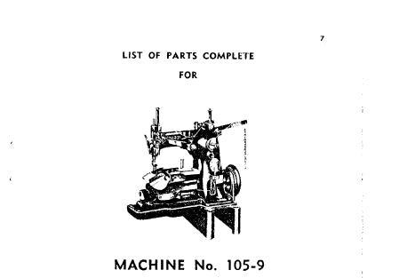 SINGER 105-9 SEWING MACHINE LIST OF PARTS COMPLETE 18 PAGES ENG