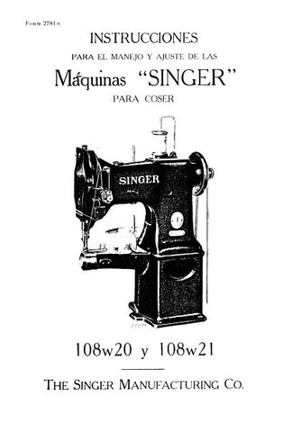 SINGER 108W20 108W21 SEWING MACHINES INSTRUCCIONES 14 PAGES ESP
