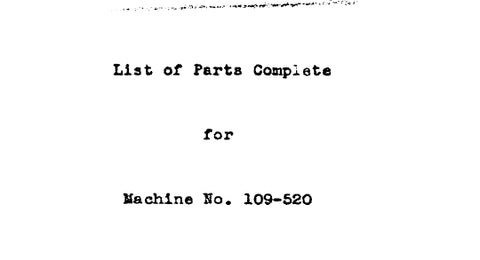 SINGER 109-520 SEWING MACHINE LIST OF PARTS 13 PAGES ENG