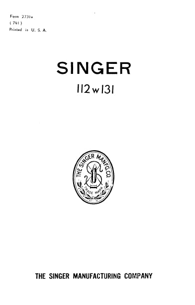 SINGER 112W131 SEWING MACHINE ILLUSTRATED PARTS LIST 13 PAGES ENG