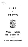 SINGER 119-2 119-3 SEWING MACHINE LIST OF PARTS 23 PAGES ENG